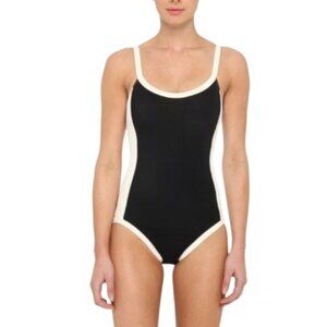 MARC JACOBS L Sportive Black/Off-White Classic 1-Piece Bathing Suit Zip Back•EX‼